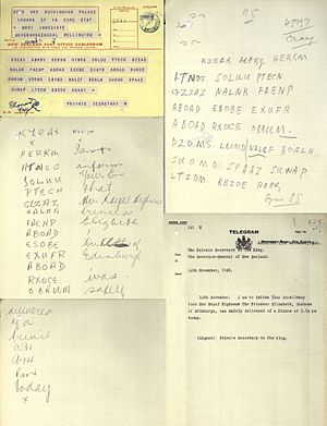 Telegram announcing the birth of Prince Charles