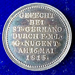 1815 Austrian Silver Medal Battle of San Germano, Italy in the Napoleonic Wars, reverse