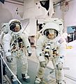 Apollo 12 Commander Charles "Pete" Conrad and Lunar Module Pilot Alan Bean rehearse lunar surface activities