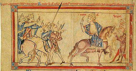 Becket and the kings part - Becket Leaves (c.1220-1240), f. 2v - BL Loan MS 88