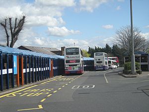 Buses in Dudley Bus Station, West Midlands, 7 April 2009