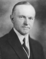 Black-and-white photographic portrait of Calvin Coolidge