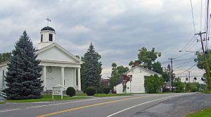 Church and other buildings at the historic center of Scotchtown, at Scotchtown Road and Alvaran Ln