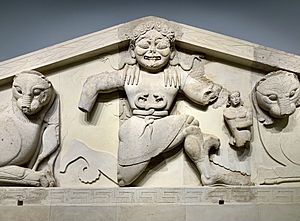 Centre Close Up of the West Pediment from the Temple of Artemis in Corfu