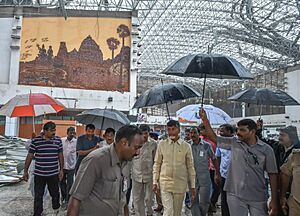 Chandrababu Naidu at rescue operations of Visakhapatnam airport the time of hudhud cyclone