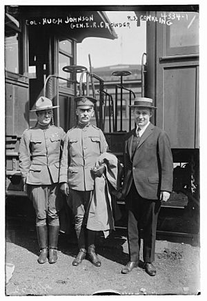 Col. Hugh Johnson, Gen. E.R. Crowder, R.S. Conkling at Camp Upton in 1917