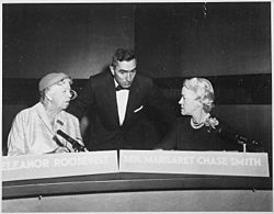 Eleanor Roosevelt and Margaret Chase Smith on Face the Nation in Washington Washington, D.C - NARA - 195998