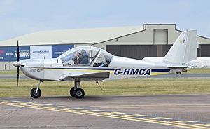 Evektor EV-97 Eurostar (G-HMCA) of the RAF Halton Microlight Flying Club arrives RIAT Fairford 17July2017 arp