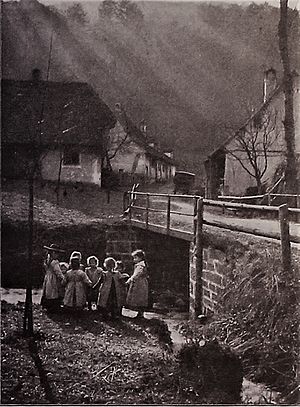 Ferrars 1905 Dorfszene mit Kindern