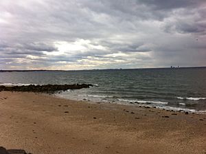 View of Long Island Sound to the north from Welwyn Preserve in Glen Cove