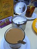 HK food Lunch Sugar glass cup Milk Tea Sheung Wan Aug-2012.JPG
