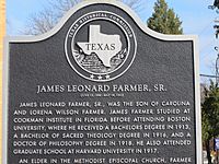 James Leonard Farmer, Sr., historical marker at Wiley College IMG 2362