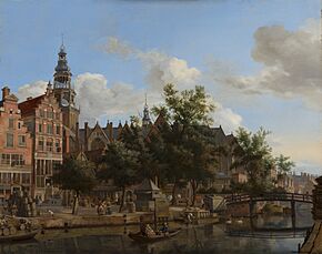 Jan van der Heyden, View of Oudezijds Voorburgwal with the Oude Kerk in Amsterdam