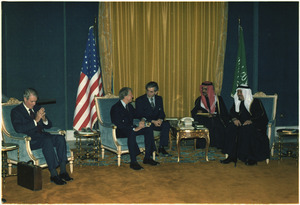Jimmy Carter and Cyrus Vance meet with Crown Prince Fahd and King Khalid of Saudi Arabia. - NARA - 177434