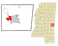 Location of Nellieburg, Mississippi