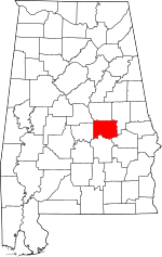 Map of Alabama highlighting Elmore County