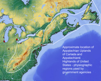 Map of Appalachian Highlands and Appalachian Lowlands.png