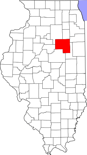 Map of Illinois highlighting Livingston County