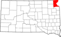 Map of South Dakota highlighting Roberts County
