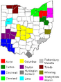 Map of radio markets in Ohio