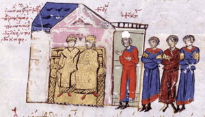 Michael III with Theodora and Theoktistos
