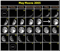 Moon phase calendar 2005
