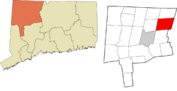 Barkhamsted's location within the Northwest Hills Planning Region and the state of Connecticut