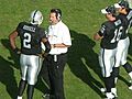Raiders QBs in huddle at Falcons at Raiders 11-2-08