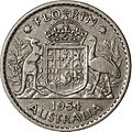 Reverse of Queen Elizabeth II Australian Florin 1954