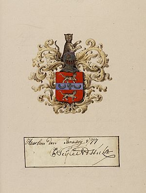 Signature and blazon of Pieter Teyler