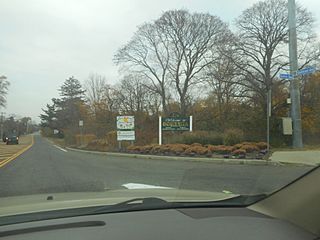 Sign welcoming motorists to Bohemia on Smithtown Avenue and the westbound service road of Sunrise Highway.