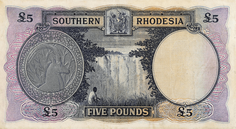 Southern Rhodesia £5 1951 Reverse