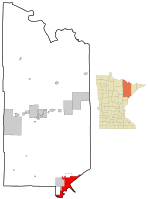 Location of the city of Duluthwithin St. Louis County, Minnesota