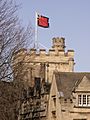 St John's College tower and flag