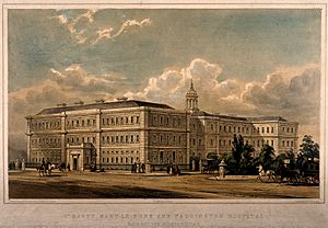 St Mary's Hospital, Paddington, London. Coloured lithograph Wellcome V0013627