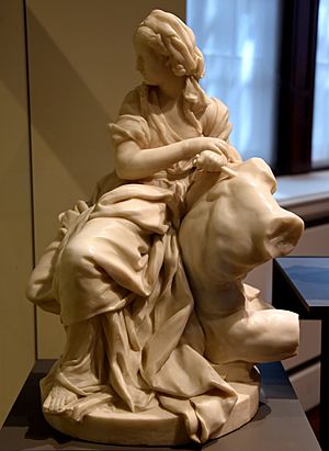 The Allegory of Sculpture Statue, 1746 CE. By Etienne-Maurice Falconet. From Paris, France. The Victoria and Albert Museum, London