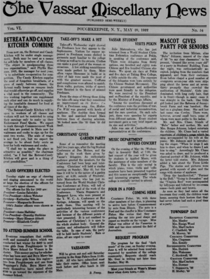 The Miscellany News, May 20, 1922 front page