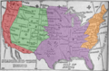 Time zone map of the United States 1913 (colorized)