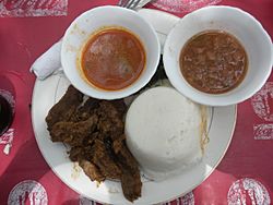 Ugali with beef and sauce