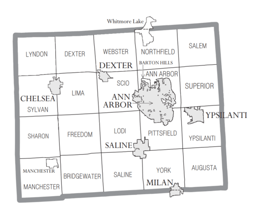 Washtenaw County, MI census map