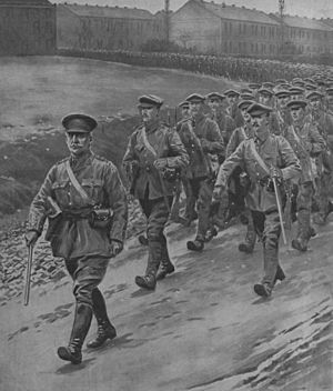 William Redmond leading Irish troops during the First World War