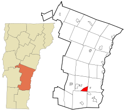 Location in Windsor County and the state of Vermont.