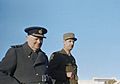 Winston Churchill with General de Gaulle during an inspection of French troops at Marrakesh in Morocco, January 1944. TR1505