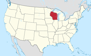 Location of Wisconsin in the United States