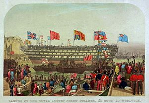 Woolwich Dockyard, launch of Royal Albert 1854 LMA
