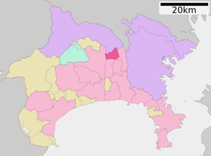 Location of Zama in Kanagawa Prefecture