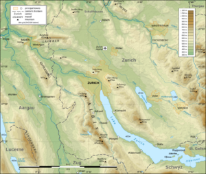 Zurich area topographic map-en