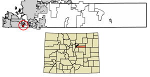 Location of the Inverness CDP in Arapahoe County, Colorado.