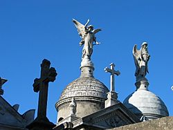 Argentina, Recoleta cemetery, looking up at tombs