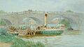 Arrival of steamer at the old Kew Bridge (undated) by Lewis Pinhorn Wood